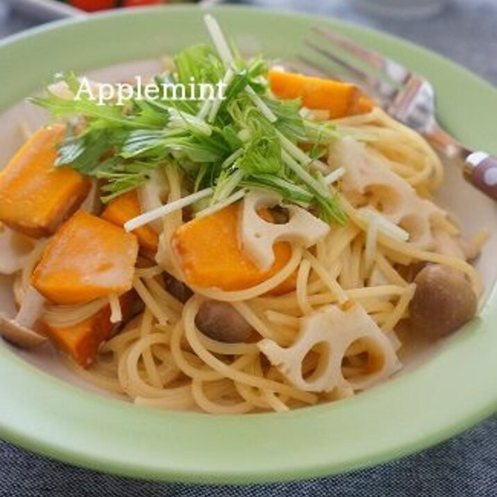 秋野菜の和風濃厚クリームパスタ